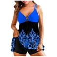 thumbnail image 1 of Women's Plus Size Swimsuits, Two Piece Tankini Swimsuits for Women 2025 Cutout Color Block Flowy High Waisted Bathing Suits with Boyshorts S-5XL, 1 of 3