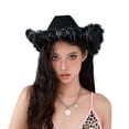 thumbnail image 2 of ESASSALY Wide Brim Western Cowgirl Hat for Children with Adjustable Strap, 2 of 9