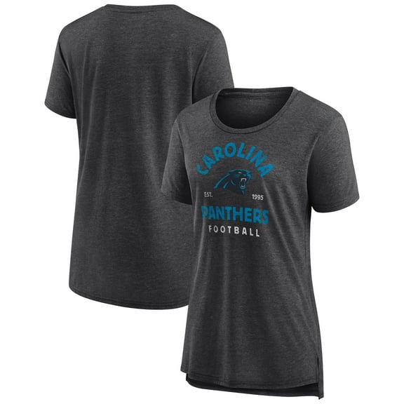 Women's  Charcoal Carolina Panthers Vintage Arch Tri-Blend T-Shirt