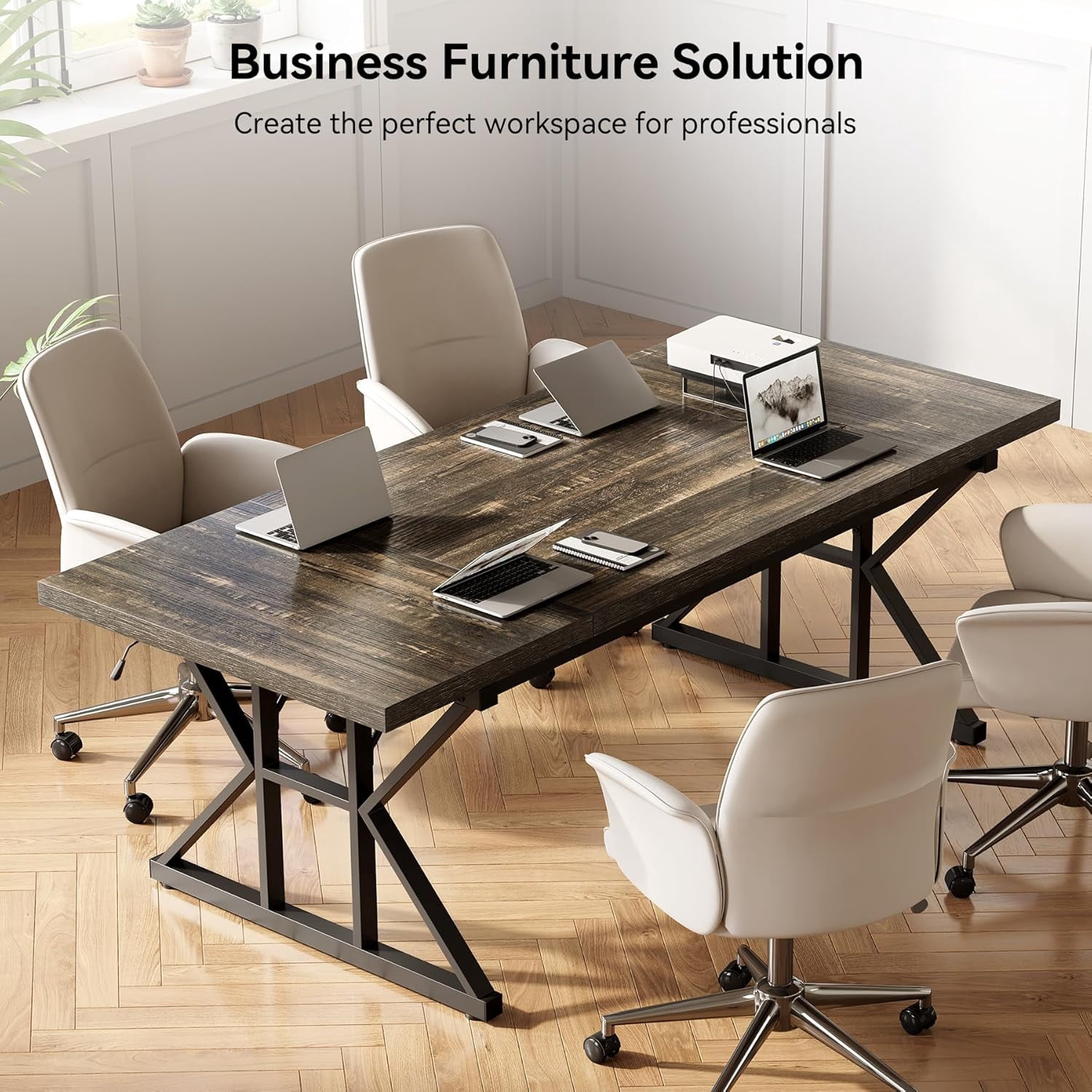Tribesigns 70.9-Inch Executive Office Desk, Large Computer Work Desk for Home Office (Black Oak)