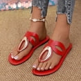 thumbnail image 5 of KEGIRLOM Women's Fashionable Casual Shoes With Metal Buckle Plus Size Spring/Summer Style Trendy And Comfortable Flat Beach Sandals. Red 7.5, 5 of 6