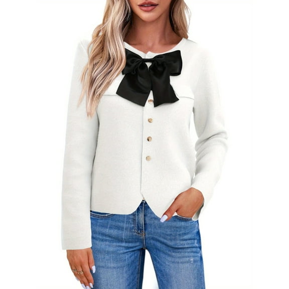 Women's Long Sleeve Round Neck Knitted Sweater Coat Buttoned crop Sweater Cardigan