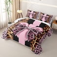 thumbnail image 3 of Erosebridal Personalized Leopard Bowknot Twin Quilt Set,Pink Cheetah Print Kids Twin Coverlet Set,2 Pieces, 3 of 7