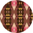 thumbnail image 1 of Ahgly Company Machine Washable Indoor Round Transitional Saffron Red Area Rugs, 4' Round, 1 of 7