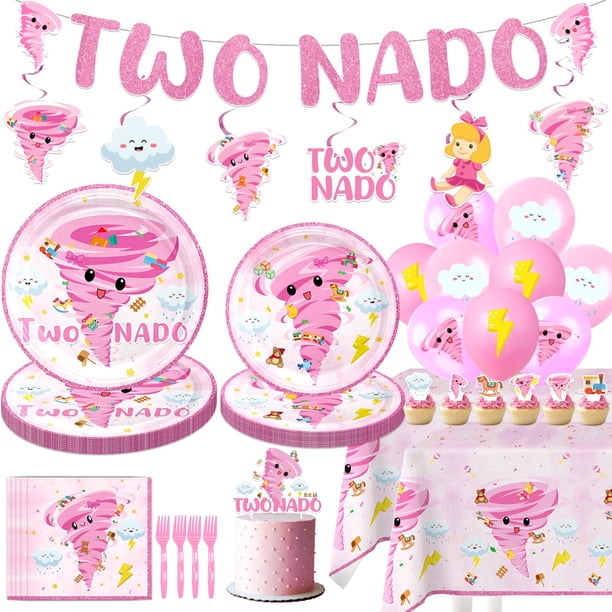 Artículos de fiesta AntfulCNL Tornado para niñas de segundo cumpleaños, 132 unidades