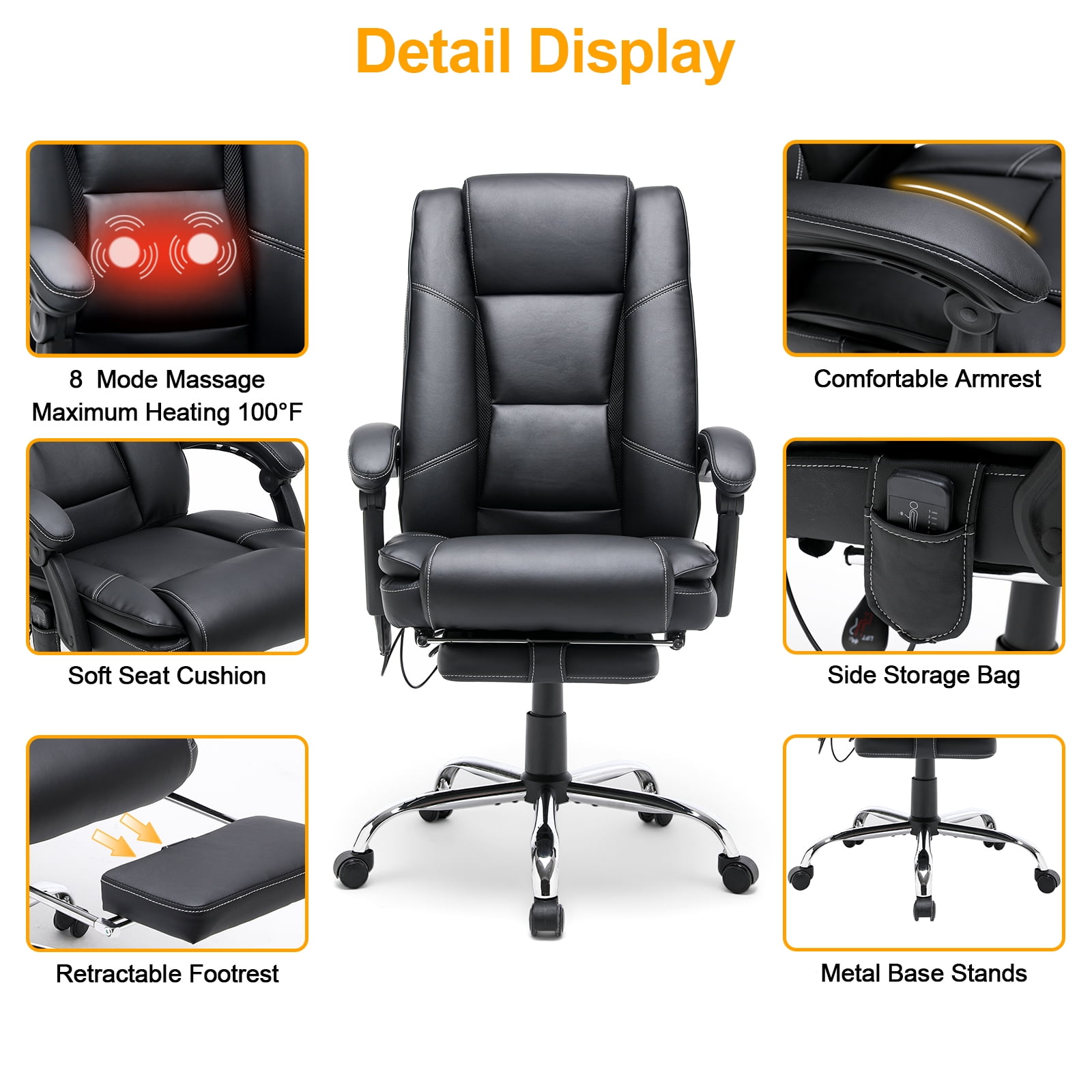 HOMREST Executive Office Chair, Ergonomic Office Chair with Adjustable  Lumbar Back Support,Adjustable Home Office Desk Chair, Big and Tall Leather