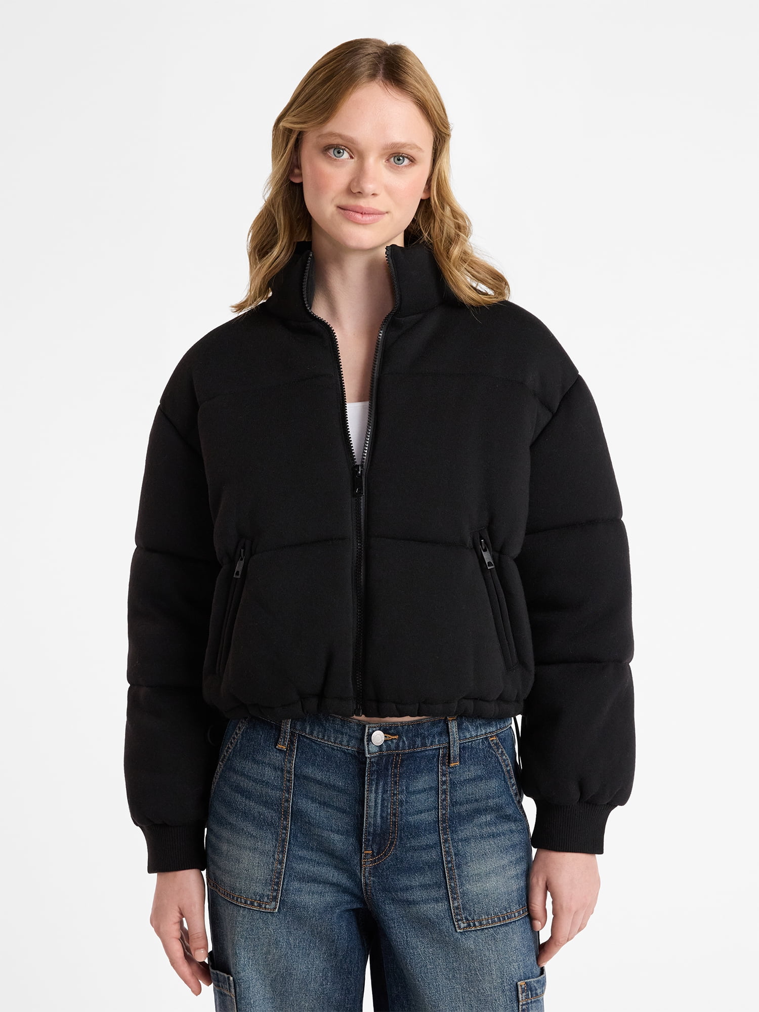 No Boundaries Knit Puffer Jacket, Women's