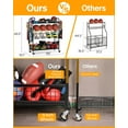 thumbnail image 7 of Garage Sports Equipment Organizer - Rolling Ball Storage Bin with Wheels, Garage Sports Gear Rack Outdoor Basketball Racks for Balls with Baseball Bat Holder and Hooks, Toy Organizer, 7 of 7