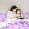 thumbnail image 4 of Feelyou Girl Purple Bowknot Twin Bedding Sets 7pcs, Ribbon Cherry Bedding Comforter Set, 4 of 8