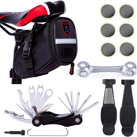 YBEKI NAMUCUO Bike Repair Tool Kits - Bicycle Tool Set with Saddle Bag and Bicycle Multi-Tool Chain Tool (Black Tool Kits 19 in 1 + Bag)