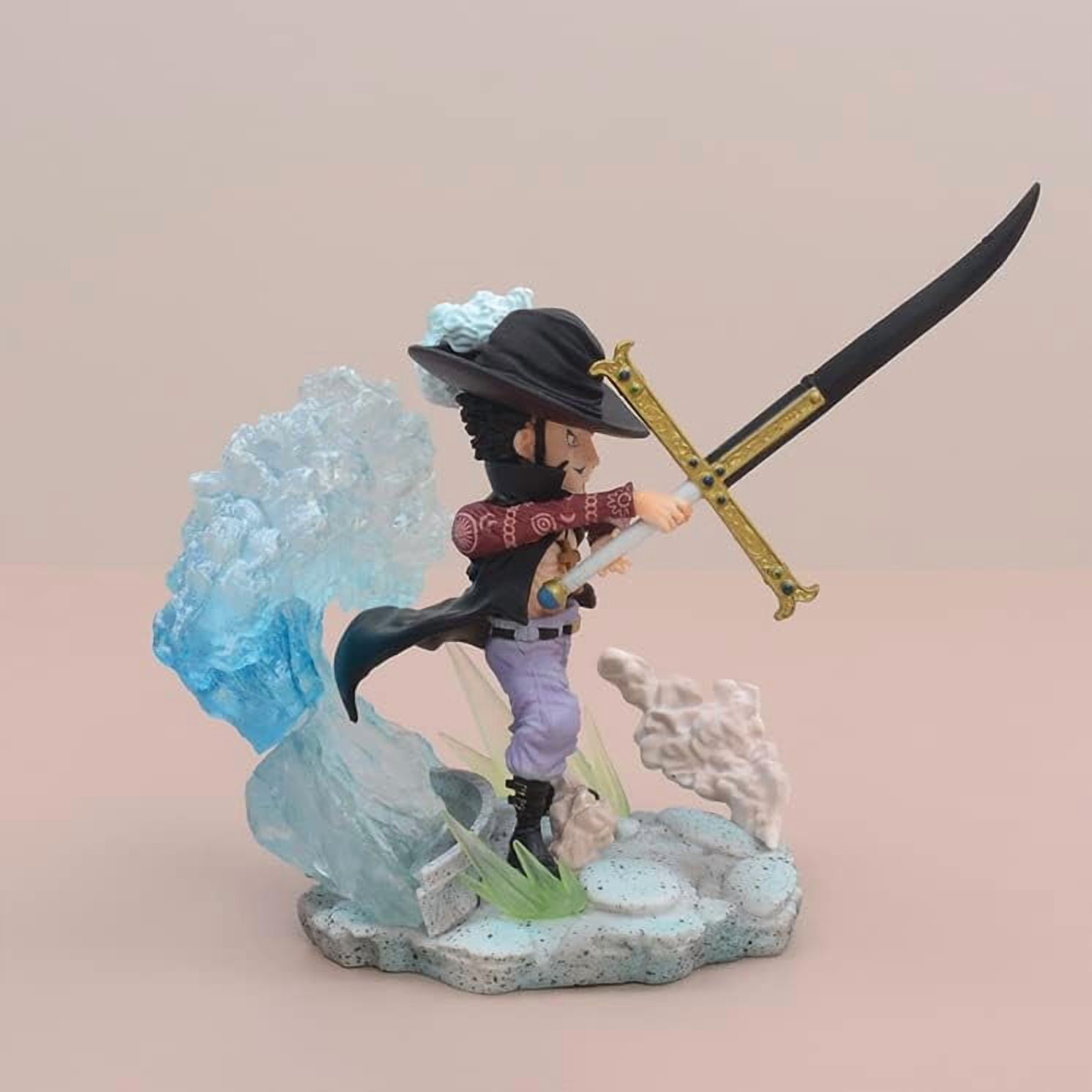 Newly Mini Figures, Luffy Zoro Doflamingo Mihawk Boa Hancock Sabo Statue Figure 12CM/4.7INCH Action Figures Cartoon Toys Anime Collection Decoration (Mihawk)