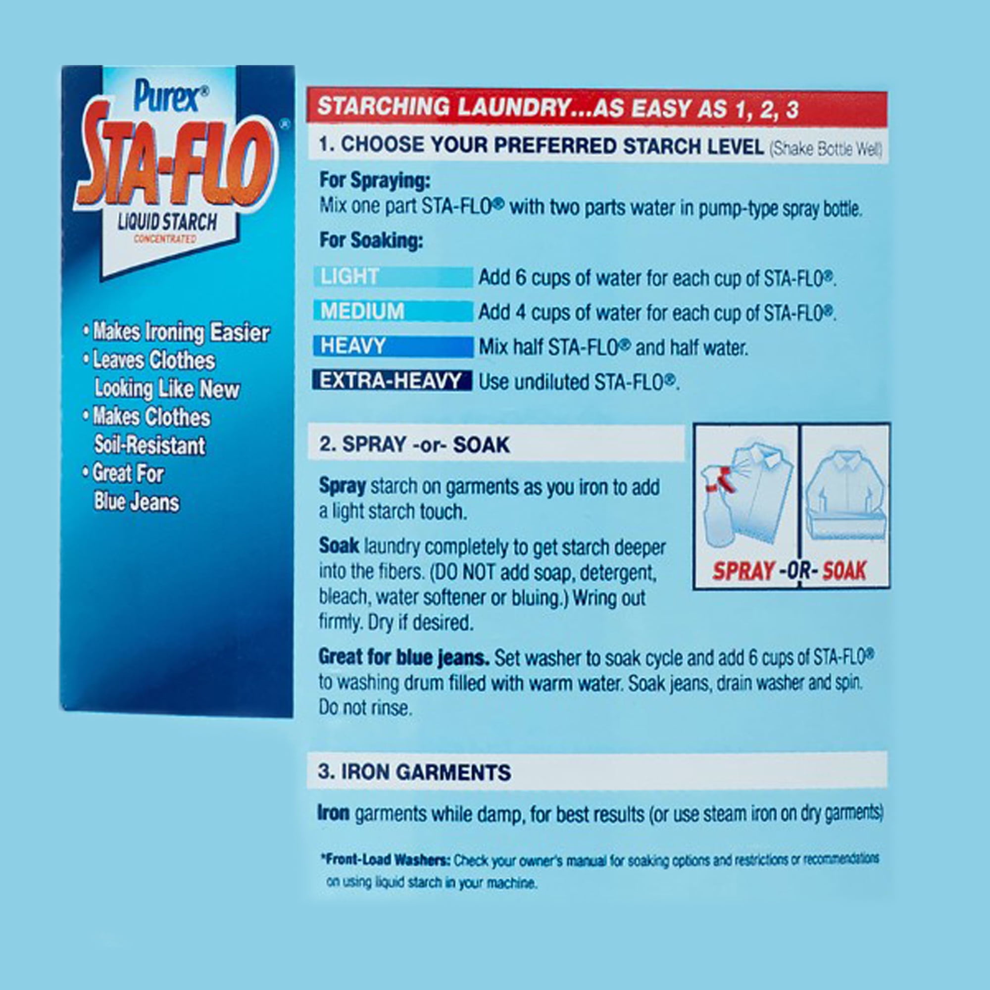 Purex Sta Flo Liquid Starch, Great for Crafts, Concentrated, 64 Ounce