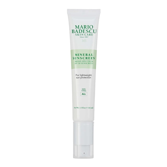 Mario Badescu Protector solar mineral SPF 30 para todo tipo de piel | Hidratante sin aceite, seguro para arrecifes, formulado con óxido de zinc, ácido hialurónico y an