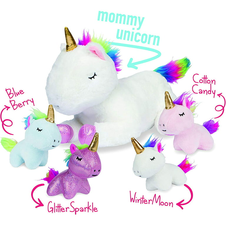  IKASA Mommy Unicorn Toys for Girls Age 4-6，Mom and Baby Stuffed  Animal Plush Toy,Small Family Set Toy with Little Babies,Gifts for Kid  (Unicorn,18) : Toys & Games