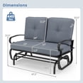 thumbnail image 2 of Costway Glider Outdoor Patio Rocking Bench Loveseat Cushioned Seat Steel Frame Grey, 2 of 7