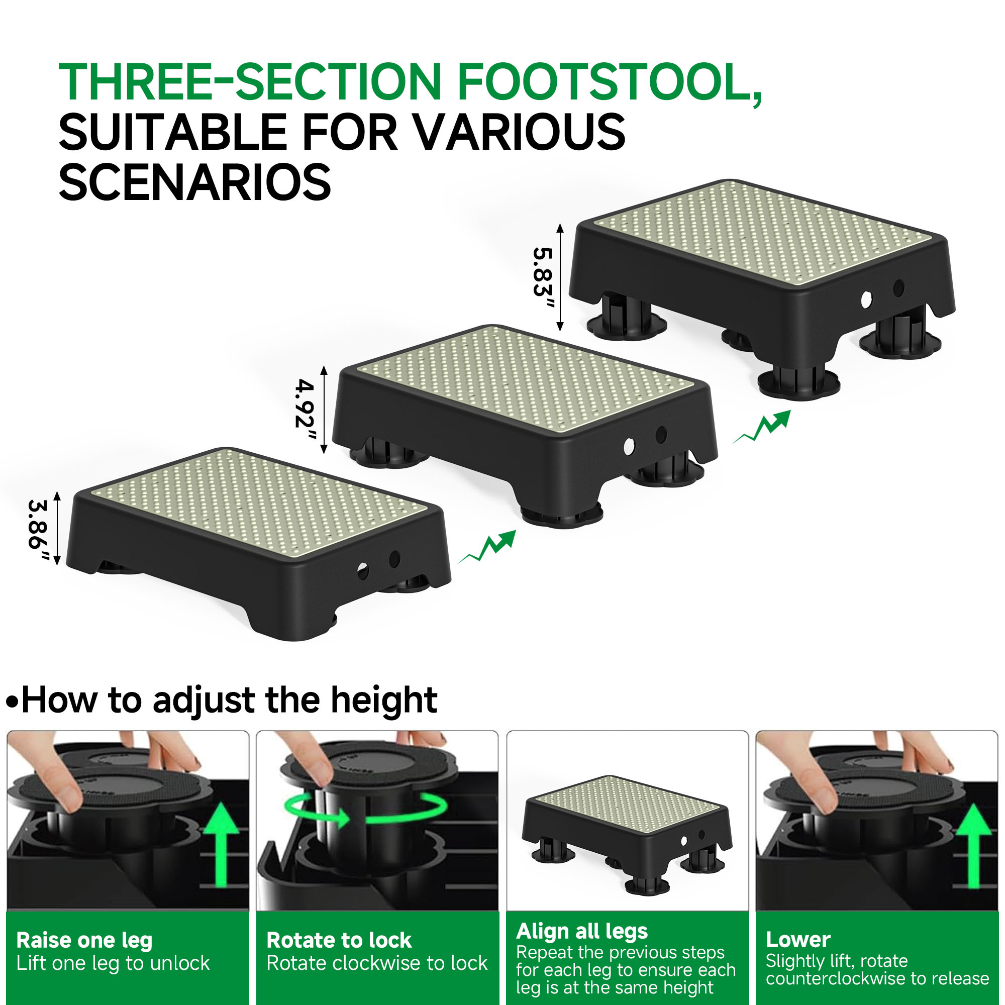 ALLJOY Adjustable Step Stool with Non-Slip Platform, 500 LBS photo 5