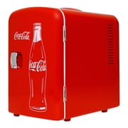 Coca-Cola Mini Fridge 4L 6 Can, Red Portable Beverage Cooler with AC/DC Car Adapter for Travel, Bedroom, Office, Dorm
