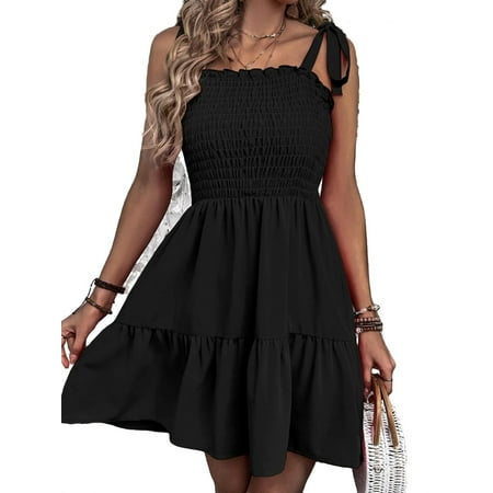 

Womens Tie Shoulder Cami Dress Black XL