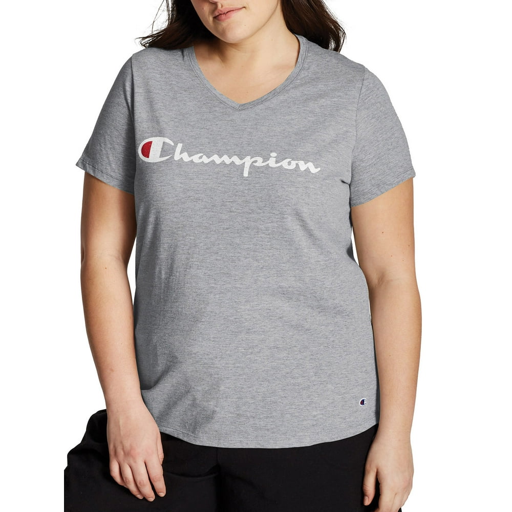 Champion Champion Women's Plus Size Logo Graphic Short Sleeve VNeck TShirt