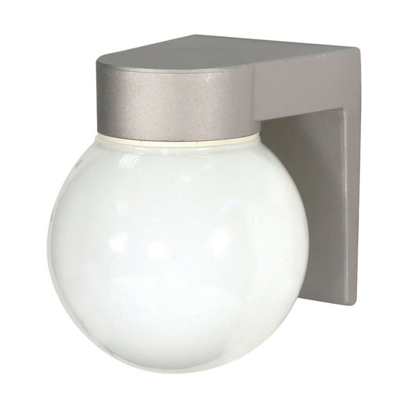Nuvo Lighting 77139 - 1 Light (Medium Screw Base) 6" Satin Aluminum Finish with White Glass Globe Wall Light Fixture (77-139)