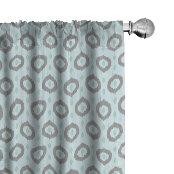 Ambesonne Seafoam Curtains, Ikat Style Pattern, Pair of 28"x84", Seafoam Sea Green Taupe