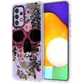 thumbnail image 1 of Galaxy A52 Case, Skull Floral Flower Pattern Clear Design Transparent Plastic Hard Back Case with TPU Bumper Protective Case Cover for Samsung Galaxy A52 5G, 1 of 7