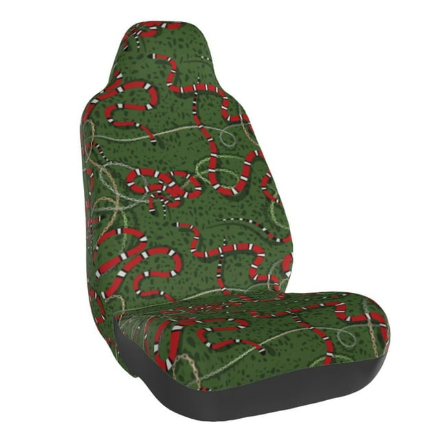 Wukai Red Snake Full Set Car Seat Covers with Soft Padding Universal Auto Front Seats Protector and Cushion Mat