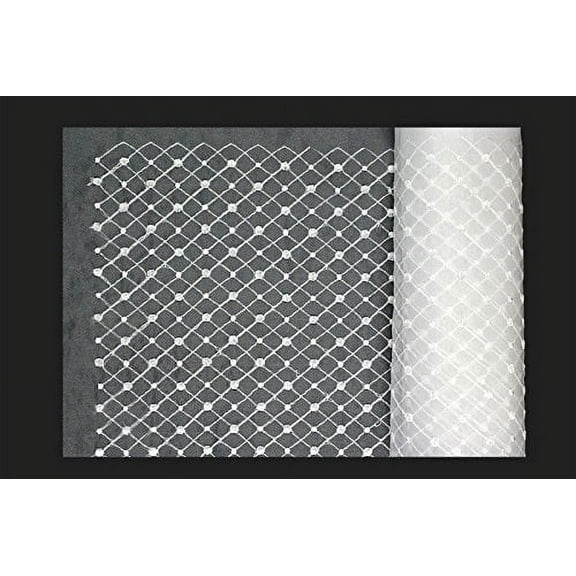 Altotux 60" White Embroidered Organza Fabric Dot Pattern All Over Embroidery Lace Cloth Bridal Dress Gown Design Supplies by 2 Yards