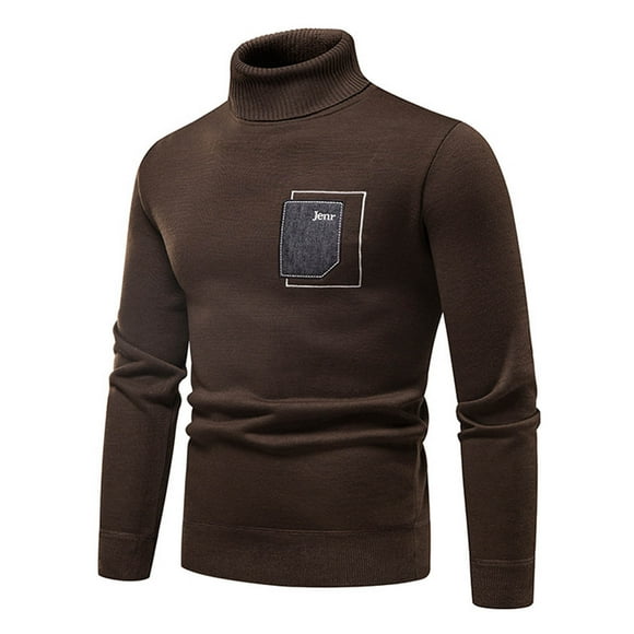 jsaierl Mens Sweater Knit Turtle Neck Slim Fit Pullover Long Sleeve Casual Fall and Winter Solid Sweater Top