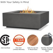 Real Flame Aegean 36 Square Steel Propane or Natural Gas Fire Pit Table in Weathered Slate