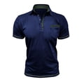 thumbnail image 3 of Zysthvn Men Shirts Casual Turn Down Collar Summer Mens Shirts Short Sleeve Polo Shirts Solid Pocket Tops, 3 of 7