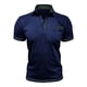 thumbnail image 3 of Blusa y camisa de manga corta con cuello vuelto para hombre, color liso, con solapa, botón y bolsillo, informal, a la moda, blusa para hombre, 3 of 7