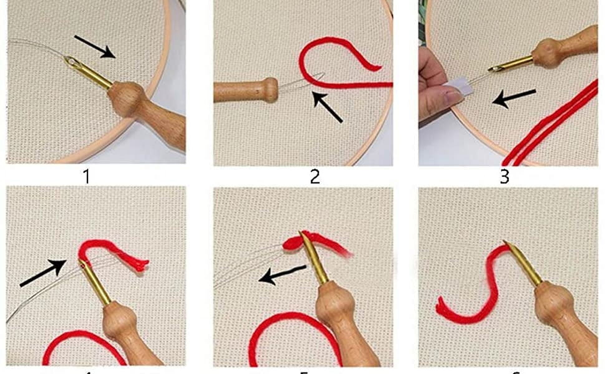 2 Pack Punch Needle Embroidery Starter Kits for Kids and Adults Beginners with Punch Needle Tool,Threader, Stamped Fabric Embroidery,Hoop,Pen, Cat & Corgi Punch Needle Kits