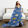 thumbnail image 6 of Ocean & Fish Doodles Blanket, Fluffy Soft Cozy Blanket Flannel Plush Microfiber Couch Throw, Bedding, 40"x30", 6 of 7