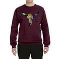 thumbnail image 2 of Wild Bobby, Colorful Rainbow Cow Bull Skull Animal Lover Unisex Crewneck Graphic Sweatshirt, Maroon, 3XL, 2 of 3