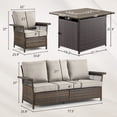 thumbnail image 4 of POCASSY Outdoor Furniture Set with Fire Pit Table - Patio Furniture Set with Outdoor Couch Wicker Patio Chairs and 50000BTU Fire Pit, Wicker Patio Furniture Set for Backyard Porch, Beige, 4 of 11