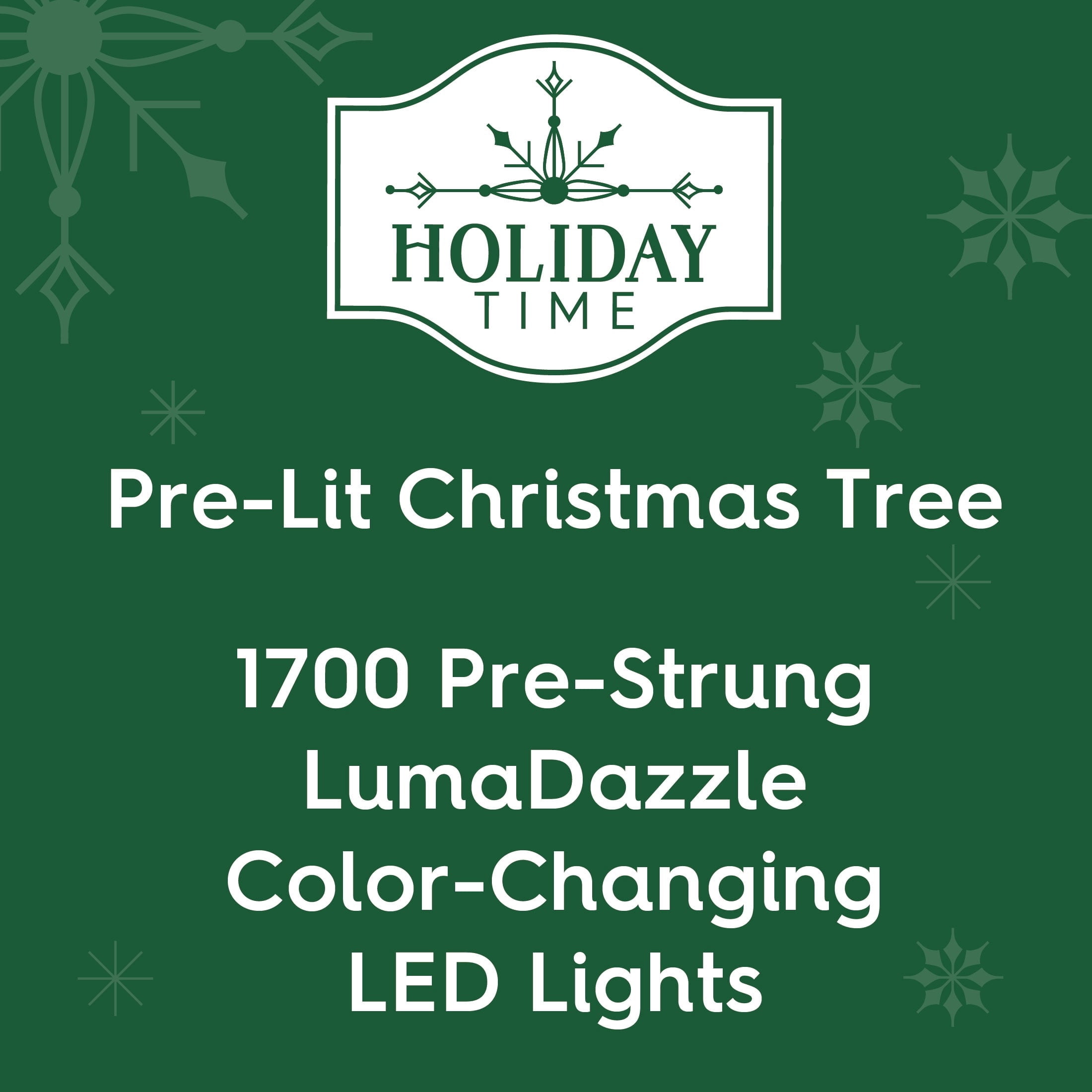 9' Pre-Lit Milford Pine Green Artificial Christmas Tree with LumaDazzle Color-Changing Twinkle LED Lights, Quick Set, and Stand, by Holiday Time