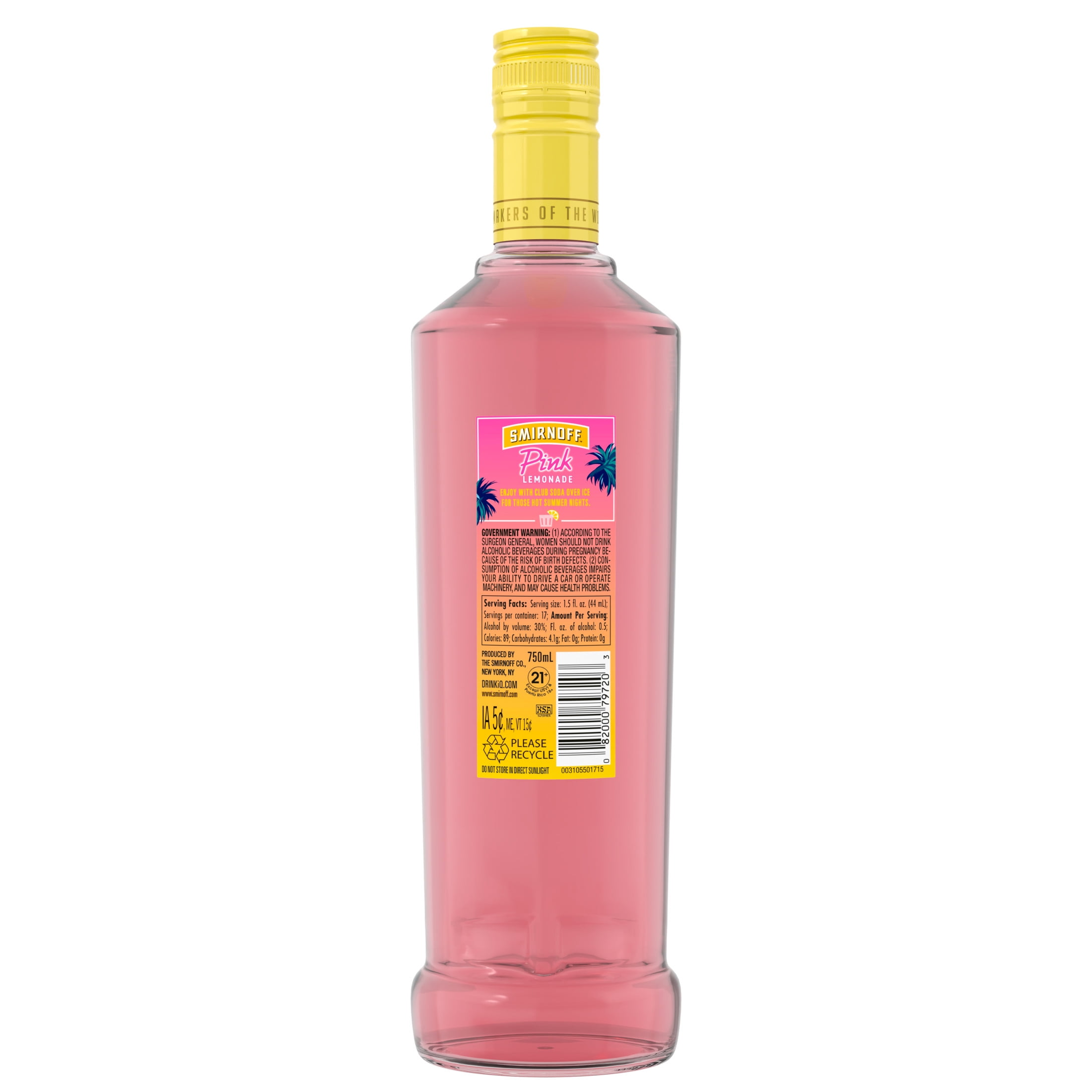 Smirnoff Pink Lemonade (Vodka Infused With Natural Flavors), 750 mL, 30% ABV