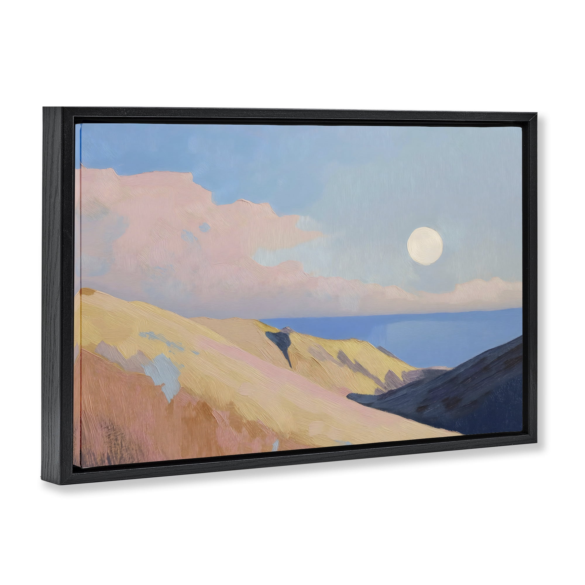 Stupell Industries Pink Hills At The Ocean Black Framed Floater Canvas Wall Art, design by Gina Kelly