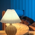 thumbnail image 4 of Leatfisat Small Wicker Lamp Table Pleated Lampshade Usb, Vintage Bedside For Farmhouse Decoration, 4 of 5