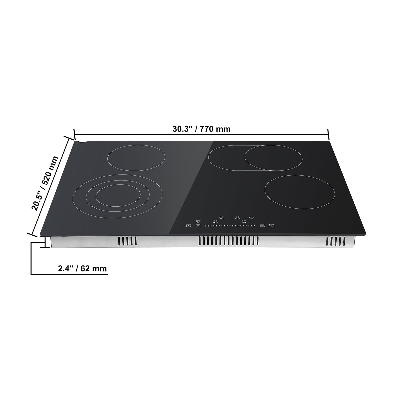 VEVOR 7200W Built-in Electric Cooktop Radiant Ceramic Induction Cooktop Cooktop 4 Burners Sensor Touch Stov 30.3''x20.5''