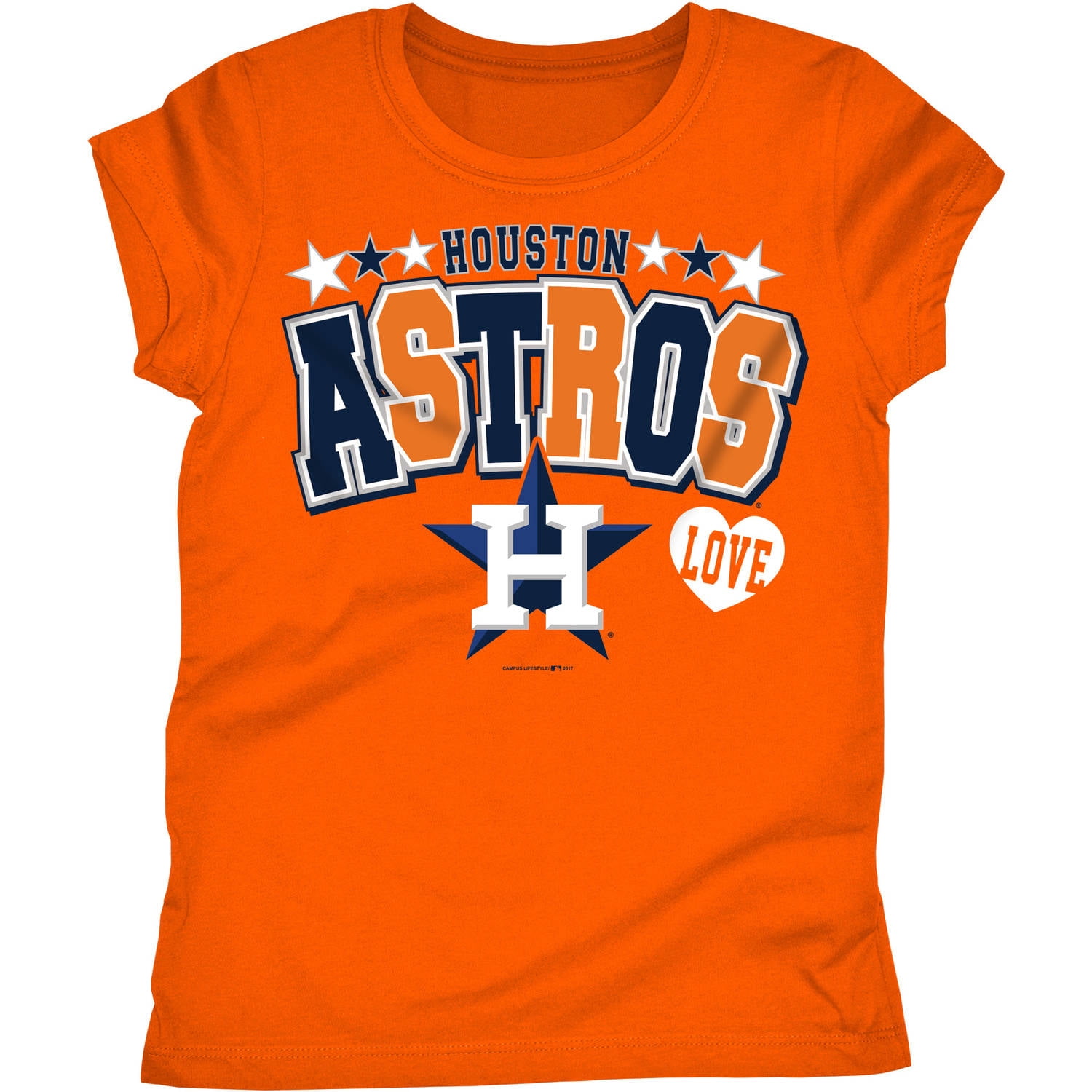 MLB Houston Astros Girls Short Sleeve Team Color Graphic Tee - Walmart.com - Walmart.com