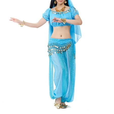 BellyLady Belly Dance Tribal Harem Pants, Egyptian Lantern Pants For Christmas-Lakeblue