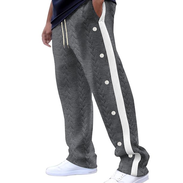 Pantalones largos de moda para hombre, informales, con parches de colores colgantes, holgados, con botones y pierna ancha, pantalones de algodón para hombre