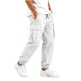 thumbnail image 5 of Falkdiz Cargo Pants for Boys Sport Pantalones Pockets Joggers Winter Trendy Drawstring Elastic Waist Boys Trousers, White, Size: 12-13Years, 5 of 8