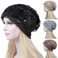 thumbnail image 2 of Womens Cotton Beanie Lace Turban Soft Sleep Cap Chemo Hats Fashion Slouchy Hat, 2 of 7