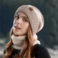 thumbnail image 4 of Skymirror Women Autumn Winter Hat Scarf Set Windproof Cold Prevention Soft Thick Fleece Lined Scarf Beanie Hat, 4 of 8