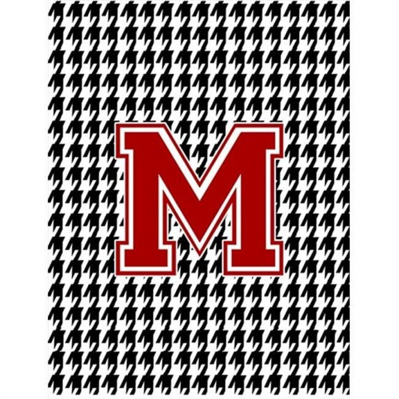 11 x 15 in. Houndstooth Black M Monogram Initial Garden Size Flag