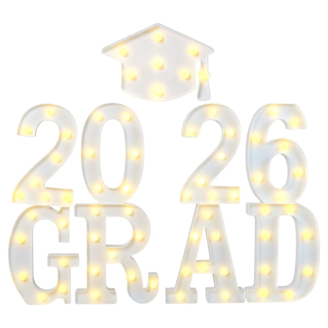 kjfeif Graduation Decorations 2026 8 LED Long Marquee Light Up Letters 'Grad 2026' Graduation Decor for Kindergarten Preschool High School College Graduation