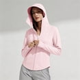 thumbnail image 4 of Vinsonshop UPF 50+ Women's Sun Shield Hooded Jacket Lightweight Zip Front Sun Protection Shirt with Built-in Face Mask for Outdoor Sports Pink L, 4 of 6